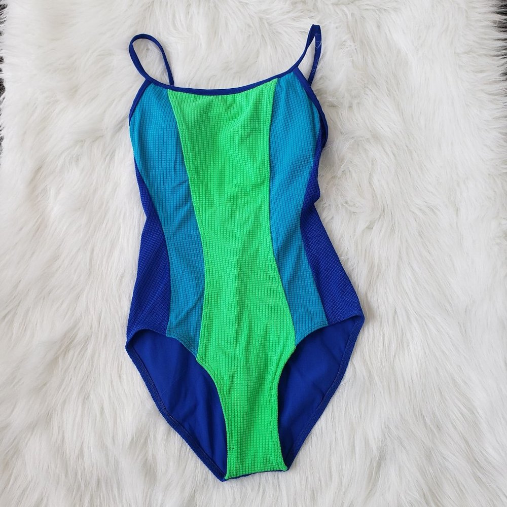 Vintage Maillot Baltex Body ID‎ color block waffle textured one piece swi…